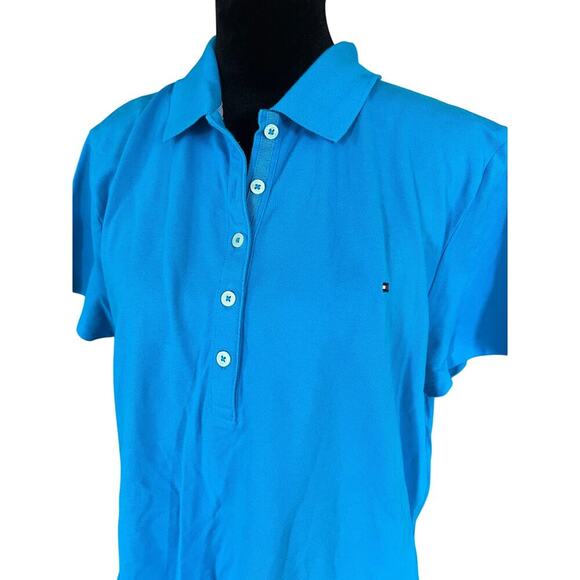 Tommy Hilfiger collar 1/4 button T-shirt, blue, women's size XL - Picture 1 of 6